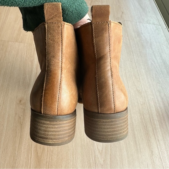 Lucky Brand Prenma Genuine Leather Almond Toe Ankle Zip Boots Tan Cognac - Picture 5 of 6